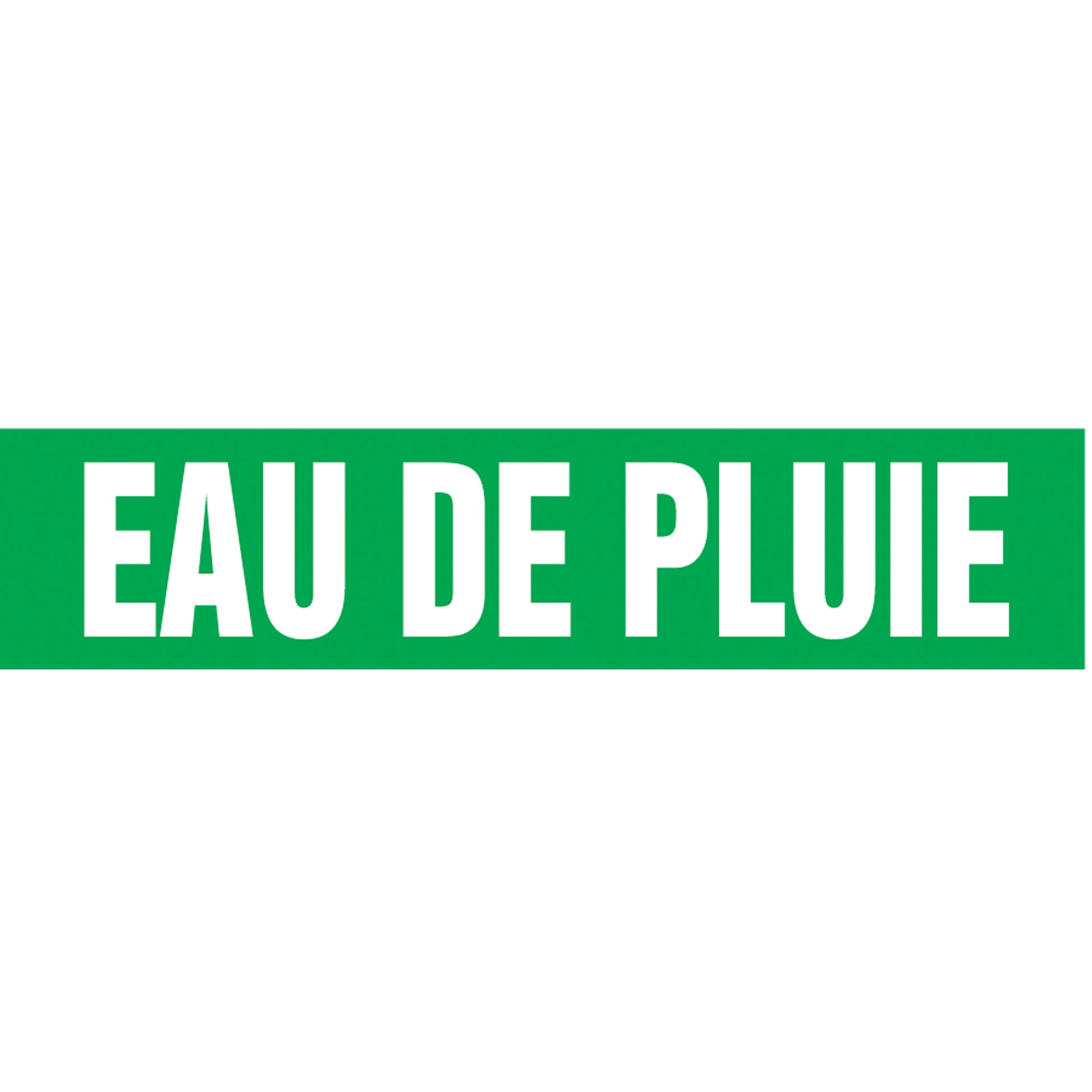 Accuform Signs "Eau de Pluie" Pipe Marker, Self-Adhesive, 1-1/2" H x 8" W, White on Green