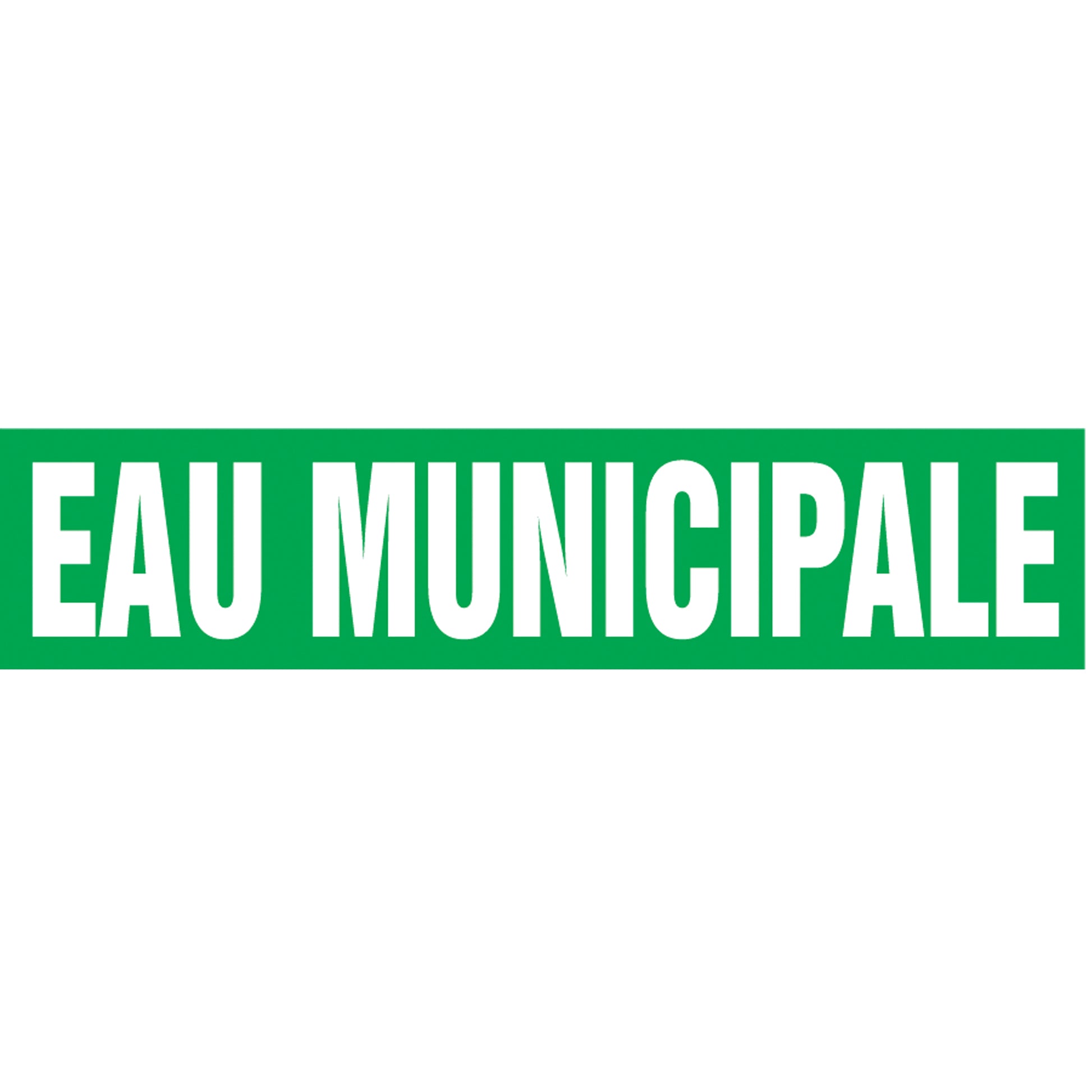 Accuform Signs "Eau Municipale" Pipe Markers, Self-Adhesive, 2-1/2" H x 12" W, White on Green