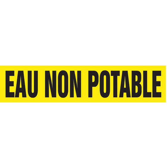 Accuform Signs "Eau Non Potable" Pipe Marker, Self-Adhesive, 1" H x 8" W, Black on Yellow