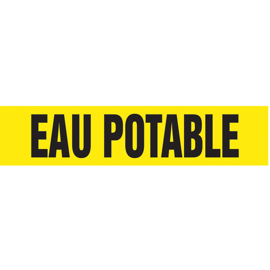 Accuform Signs "Eau Potable" Pipe Marker, Self-Adhesive, 1-1/2" H x 8" W, Black on Yellow