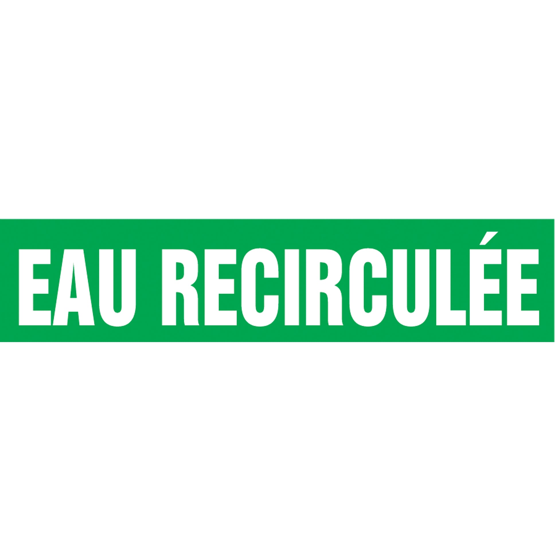 Accuform Signs "Eau Recirculée" Pipe Markers, Self-Adhesive, 2-1/2" H x 12" W, White on Green