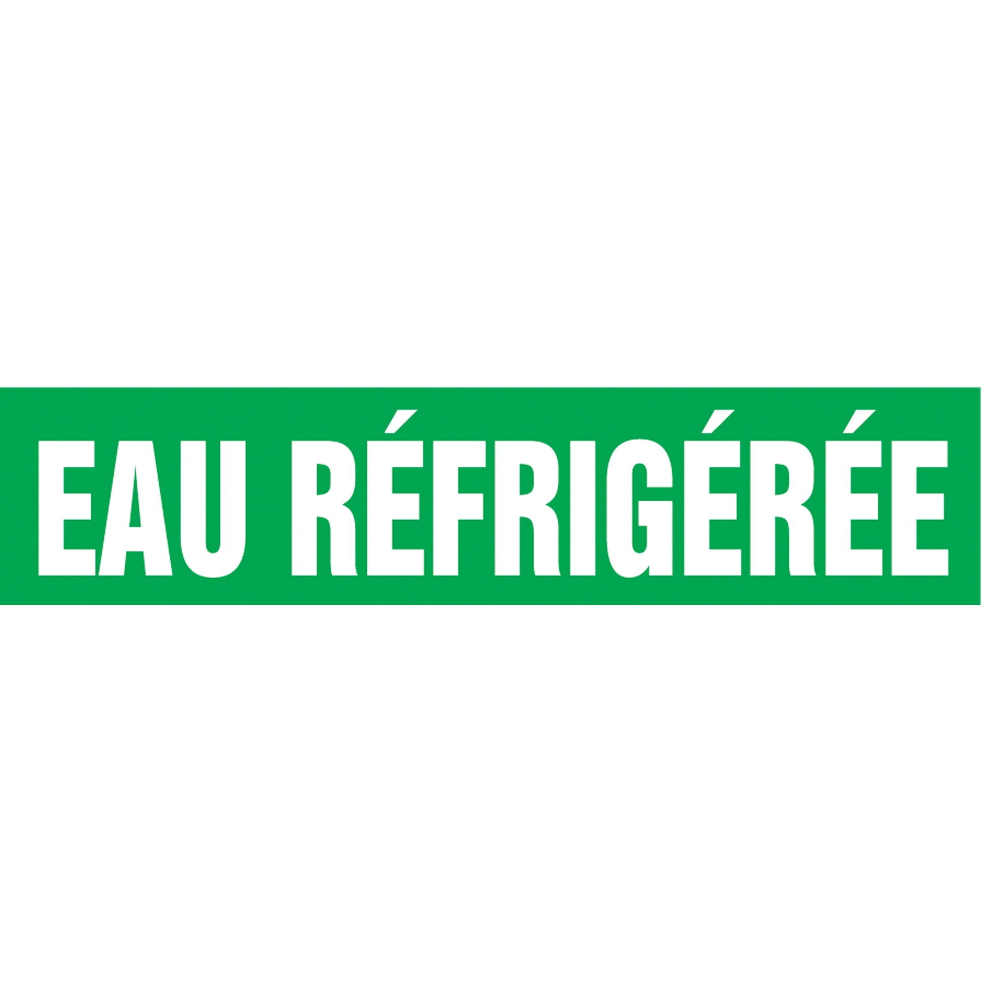 Accuform Signs "Eau Réfrigérée" Pipe Markers, Self-Adhesive, 4" H x 24" W, White on Green