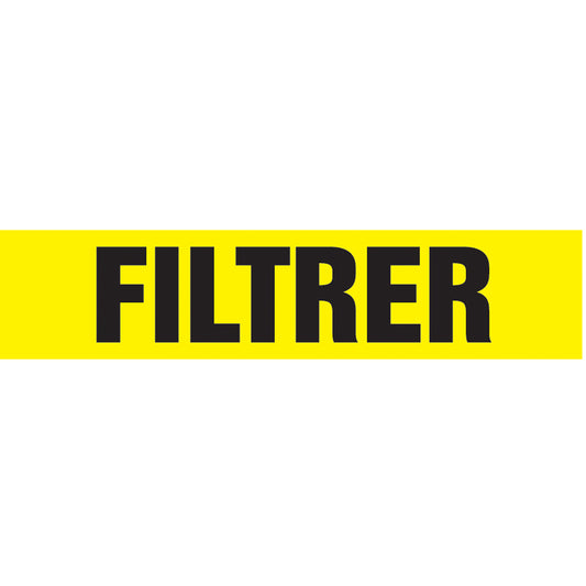 Accuform Signs "Filtrer" Pipe Markers, Self-Adhesive, 2-1/2" H x 12" W, Black on Yellow