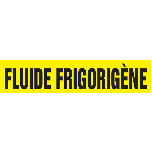Accuform Signs "Fluide Frigorigène" Pipe Marker, Self-Adhesive, 1-1/2" H x 8" W, Black on Yellow