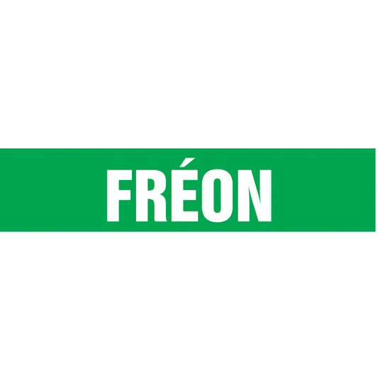 Accuform Signs "Fréon" Pipe Markers, Self-Adhesive, 2-1/2" H x 12" W, White on Green