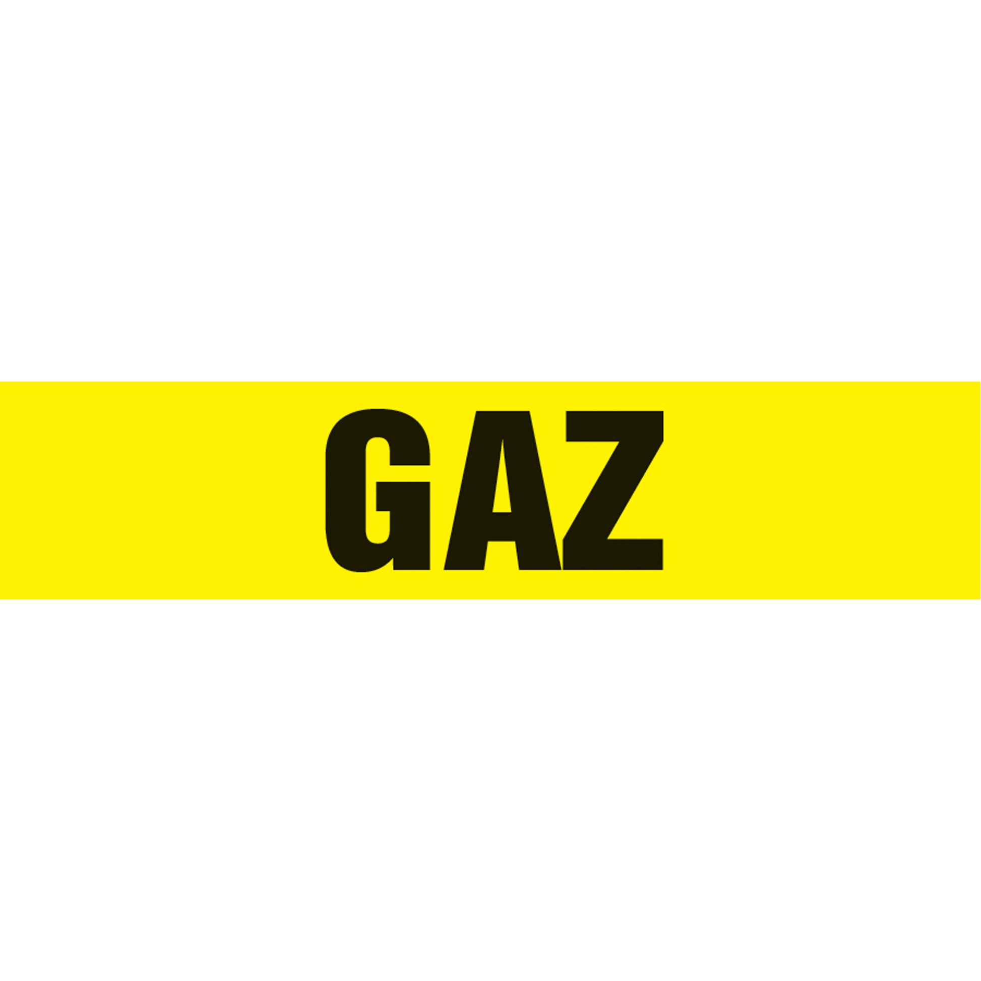 Accuform Signs "Gaz" Pipe Marker, Self-Adhesive, 1-1/2" H x 8" W, Black on Yellow
