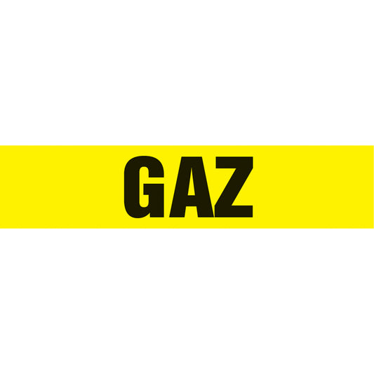 Accuform Signs "Gaz" Pipe Marker, Self-Adhesive, 1-1/2" H x 8" W, Black on Yellow