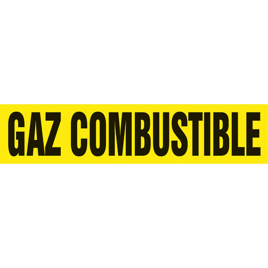 Accuform Signs "Gaz Combustible" Pipe Markers, Self-Adhesive, 2-1/2" H x 12" W, Black on Yellow