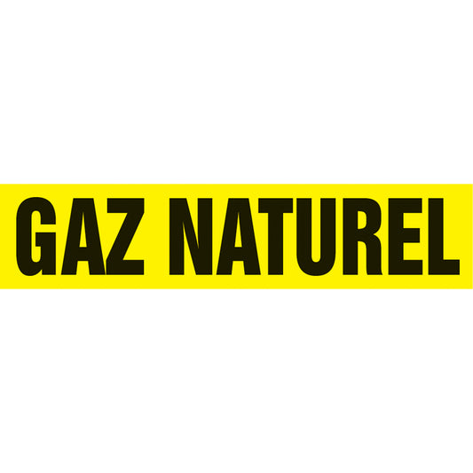 Accuform Signs "Gaz Naturel" Pipe Marker, Self-Adhesive, 1-1/2" H x 8" W, Black on Yellow