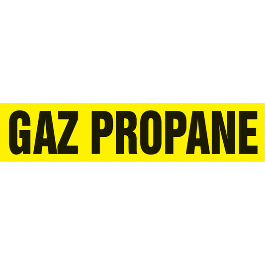 Accuform Signs "Gaz Propane" Pipe Marker, Self-Adhesive, 4" H x 24" W, Black on Yellow