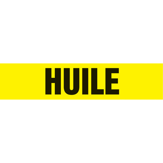 Accuform Signs "Huile" Pipe Marker, Self-Adhesive, 4" H x 24" W, Black on Yellow