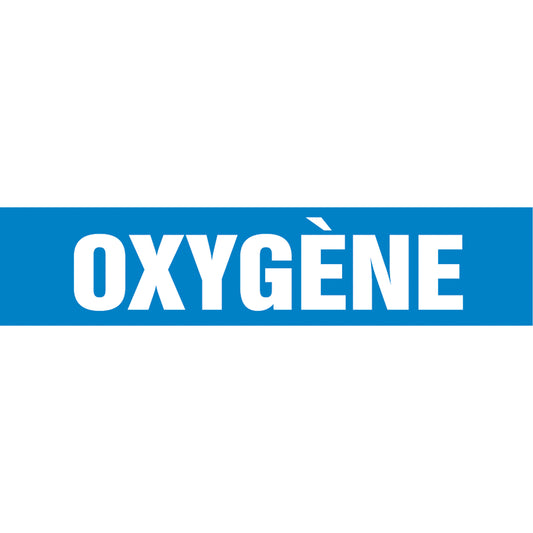Accuform Signs "Oxygène" Pipe Marker, Self-Adhesive, 4" H x 24" W, White on Blue