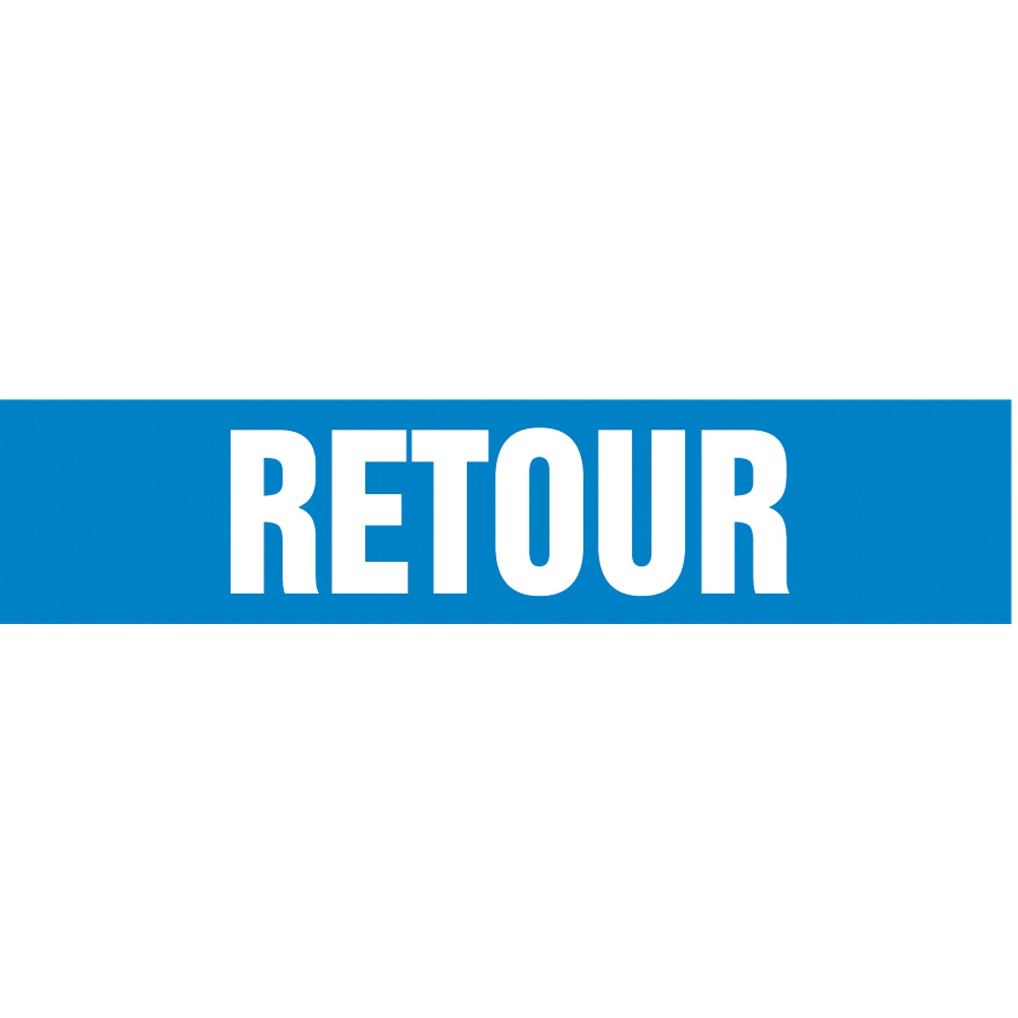Accuform Signs "Retour" Pipe Marker, Self-Adhesive, 4" H x 24" W, White on Blue