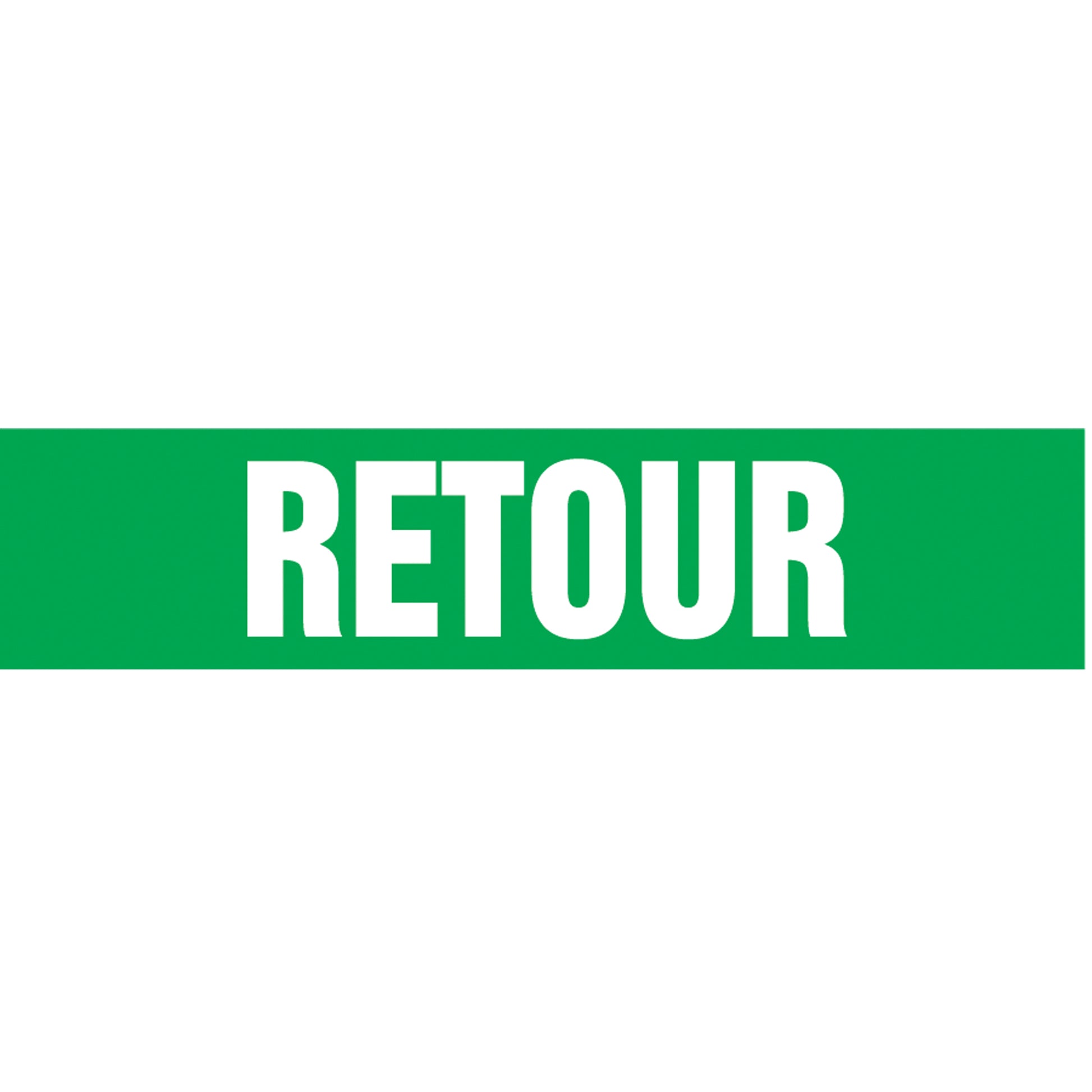 Accuform Signs "Retour" Pipe Markers, Self-Adhesive, 4" H x 24" W, White on Green