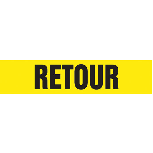Accuform Signs Snap Tite™ "Retour" Pipe Marker, Snap-On, 14" H x 12" W, Black on Yellow