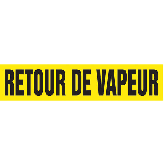 Accuform Signs Snap Tite™ "Retour de Vapeur" Pipe Marker, Snap-On, 14" H x 12" W, Black on Yellow