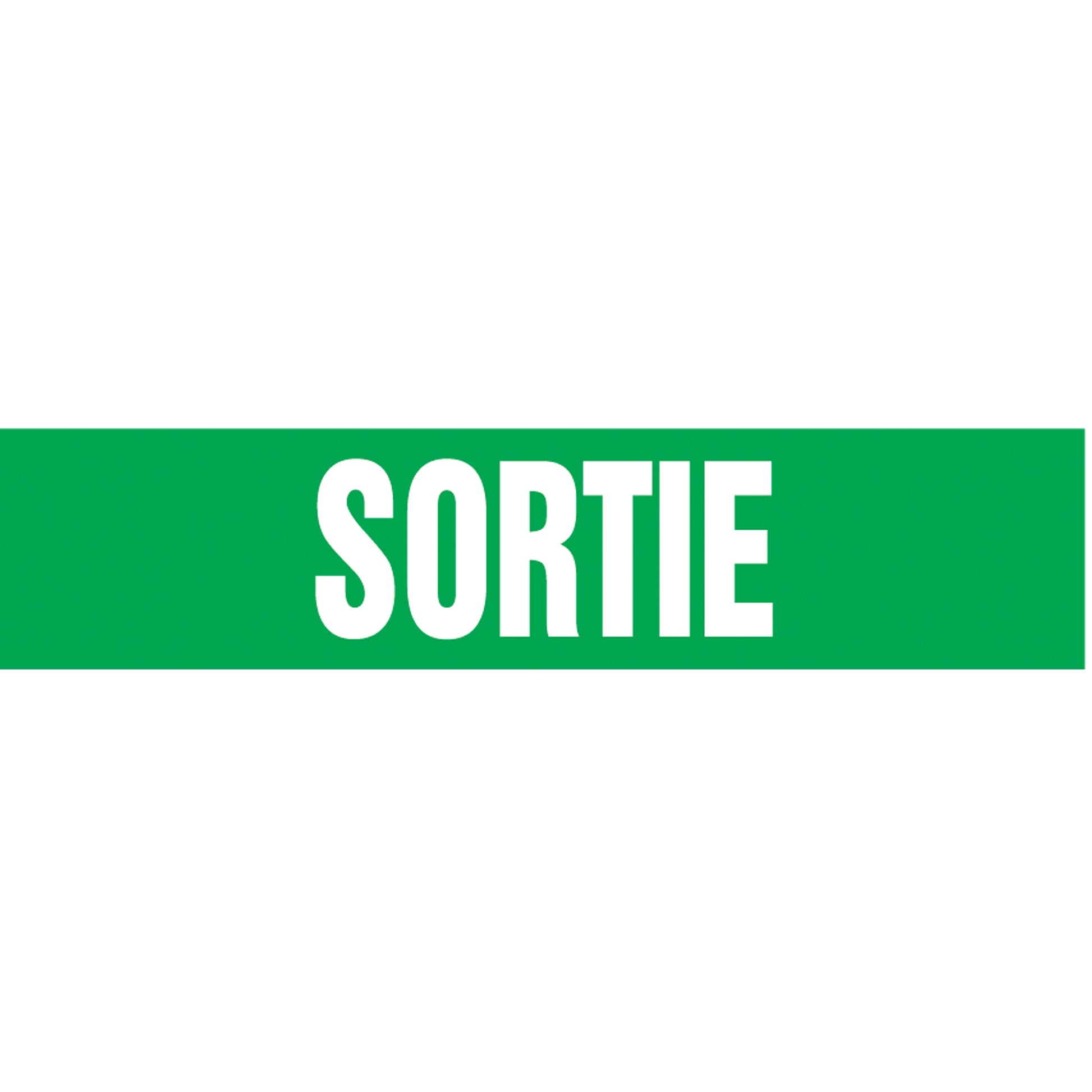Accuform Signs "Sortie" Pipe Marker, Self-Adhesive, 4" H x 24" W, Black on Yellow