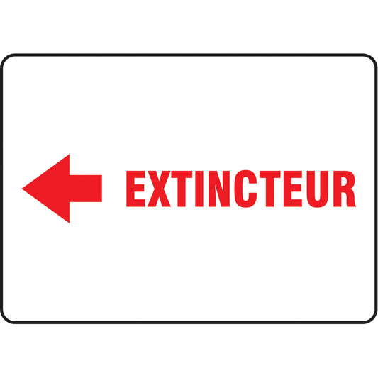 Accuform Signs "Extincteur" Sign, 10" x 14", Vinyl, French with Pictogram