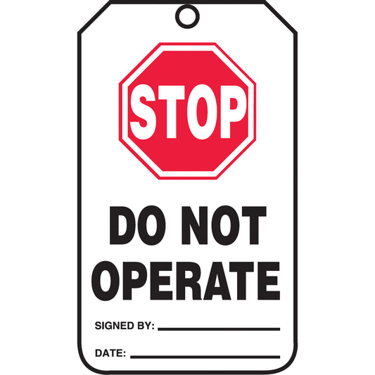 Accuform Signs Safety Tags, Plastic, 3-1/8" W x 5-7/8" H, English