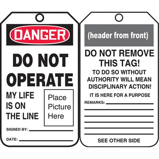 Accuform Signs Safety Tags, Plastic, 3-3/8" W x 5-3/4" H, English