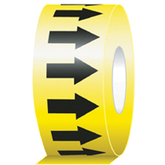Accuform Signs Directional Flow Arrow Tapes, 104', Black on Yellow