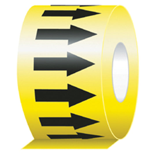 Accuform Signs Directional Flow Arrow Tapes, 108', Black on Yellow