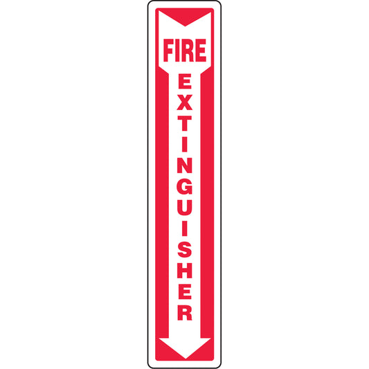 Accuform Signs "Fire Extinguisher" Sign, 12" x 4", Aluminum, English with Pictogram