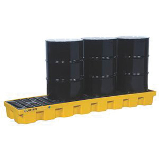 Justrite EcoPolyBlend™ Spill Control Pallets - With Drain, 75 US gal. Spill Capacity, 97" x 25" x 9"