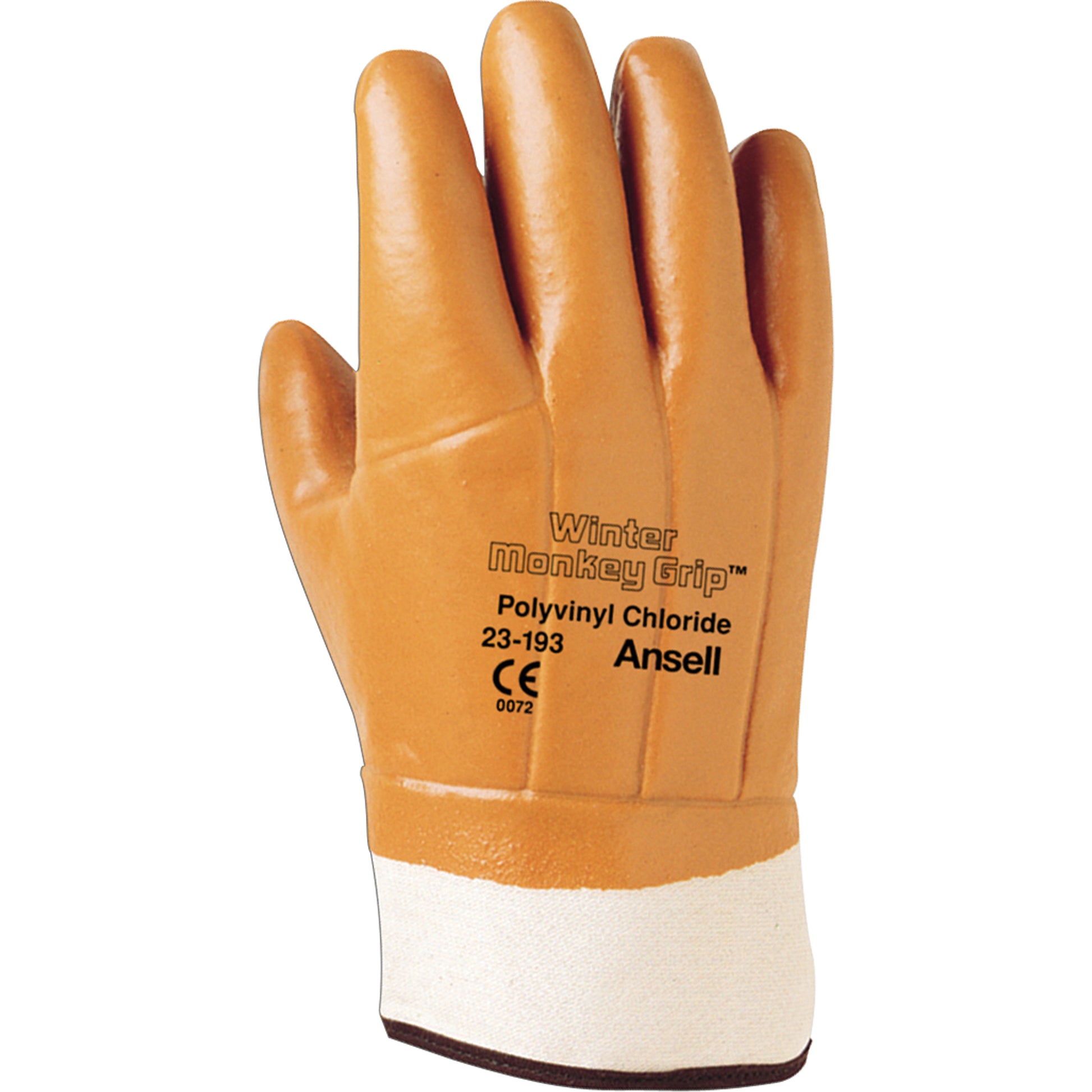 Ansell Winter Monkey Grip® 23-193 Gloves, 10/X-Large, PVC Coating, PVC Shell
