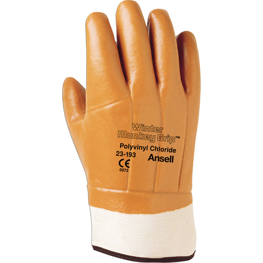 Ansell Winter Monkey Grip® 23-193 Gloves, 10/X-Large, PVC Coating, PVC Shell