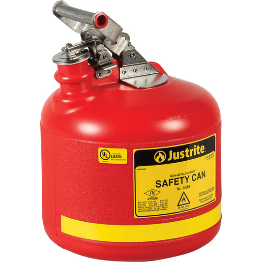 Safety Cans, Type I, Polyethylene, 2.5 US gal., Red, FM Approved/UL/ULC Listed