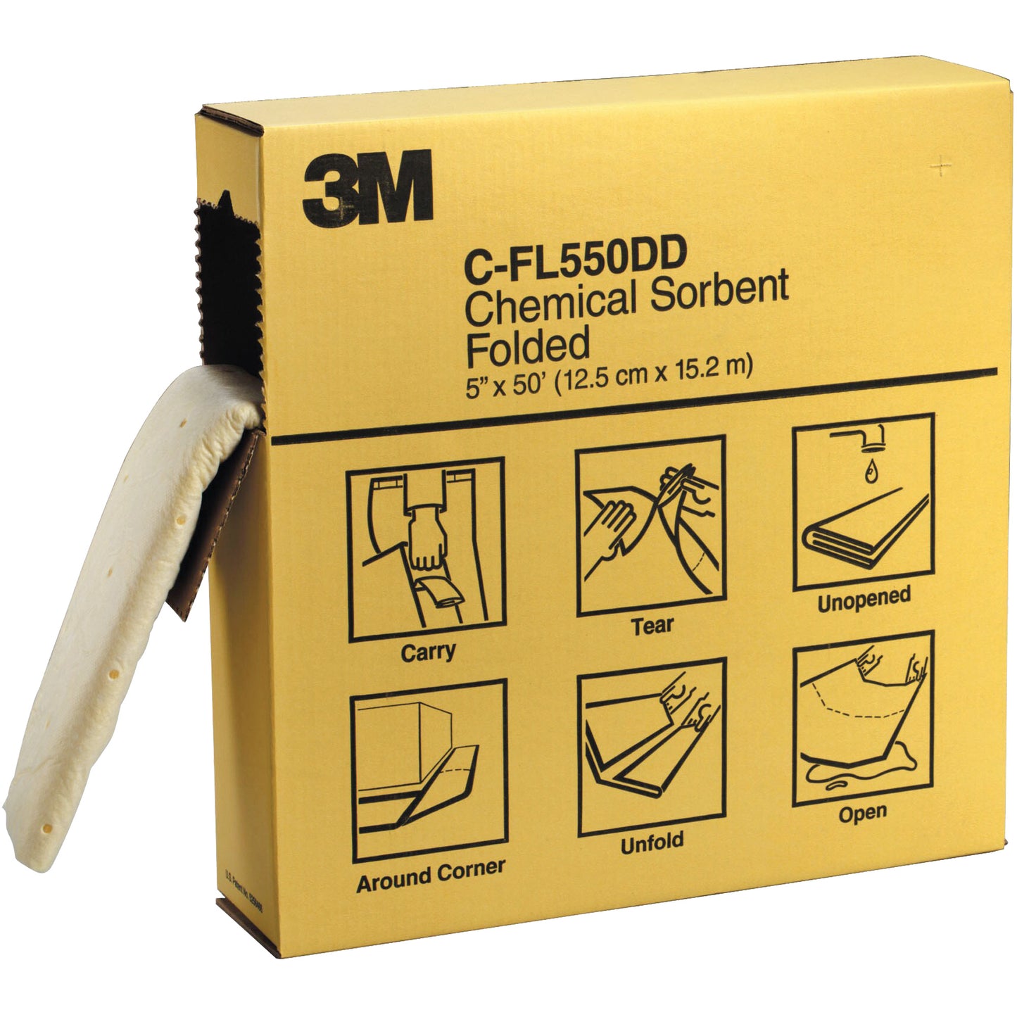 3M Folded Sorbents, Hazmat, 600" x 5", 10.5 gal. Absorbancy