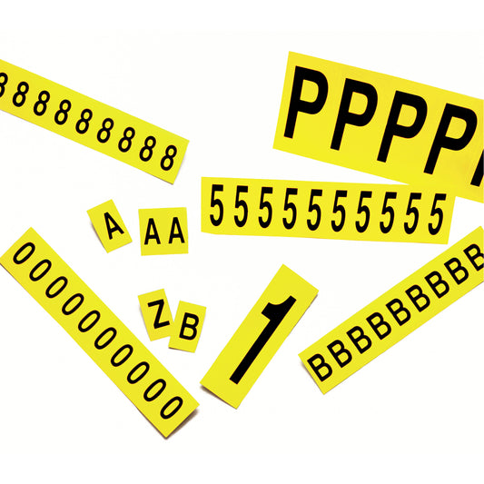 Accuform Signs Individual Adhesive Letter Markers, A, 3-7/8" H, Black on Yellow
