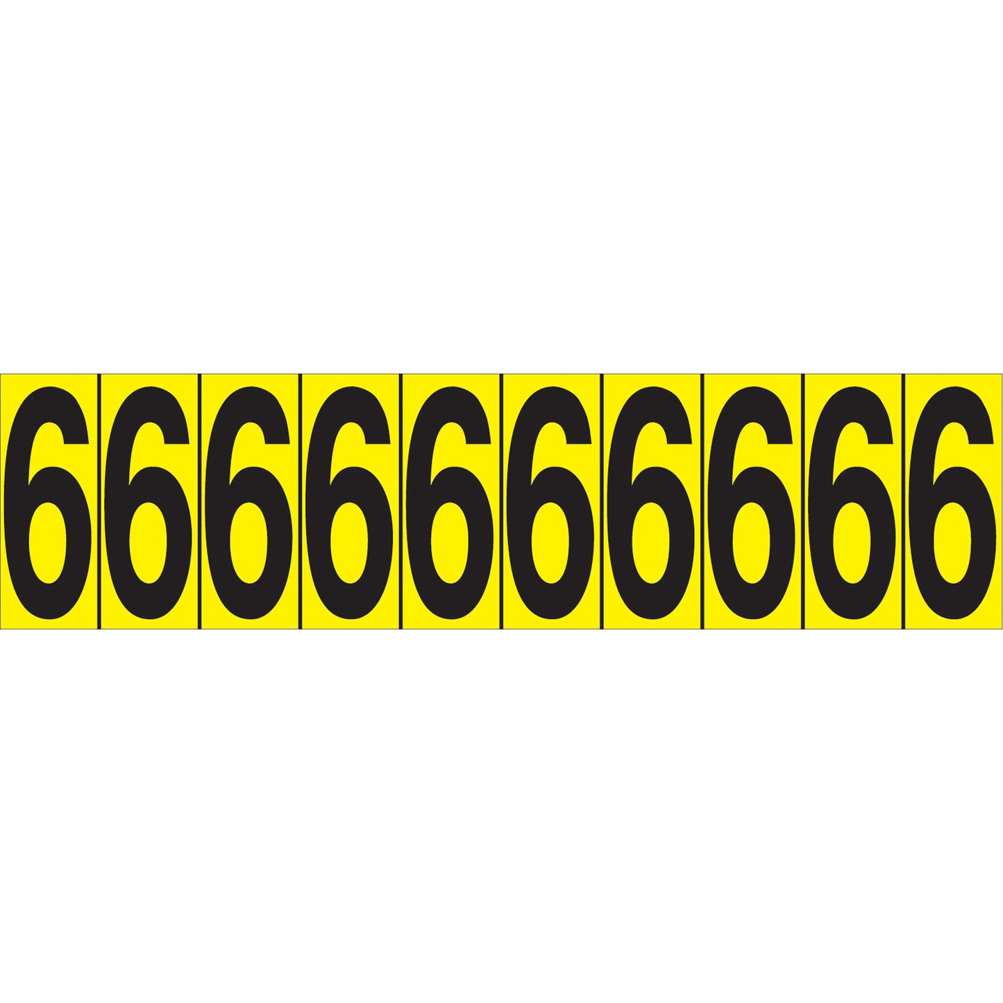 Accuform Signs Individual Adhesive Number Markers, 6, 1-15/16" H, Black on Yellow