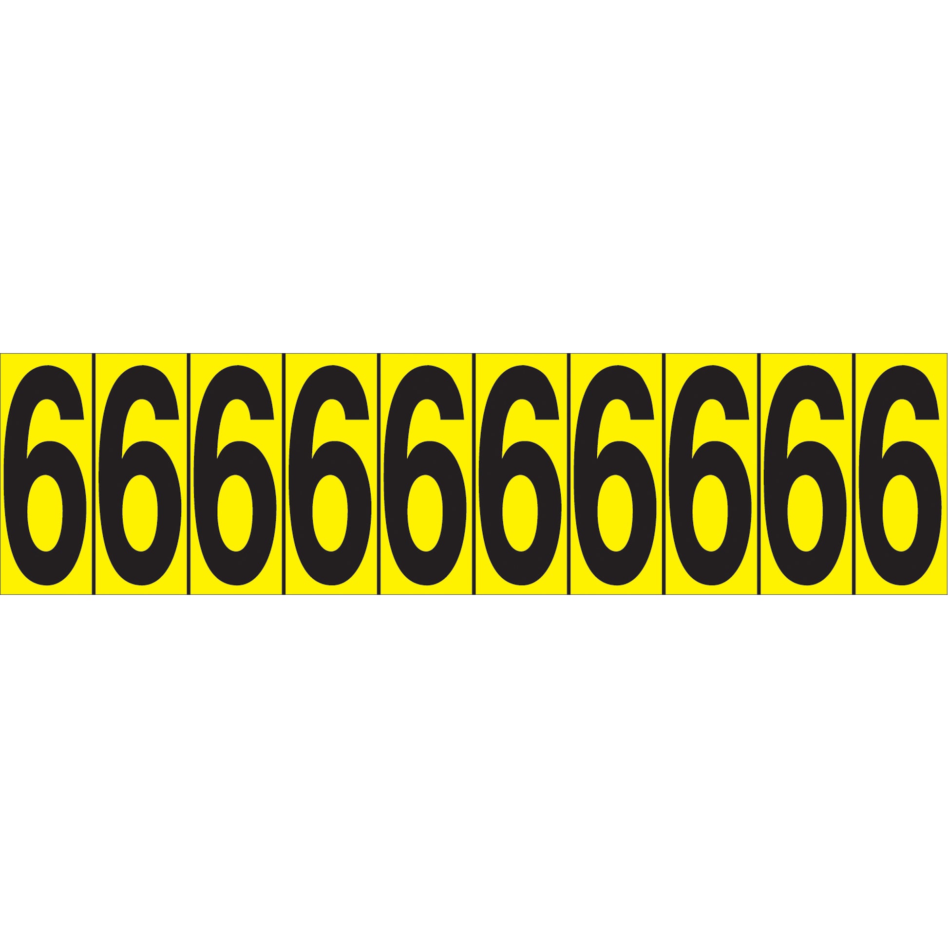 Accuform Signs Individual Adhesive Number Markers, 6, 1-15/16" H, Black on Yellow
