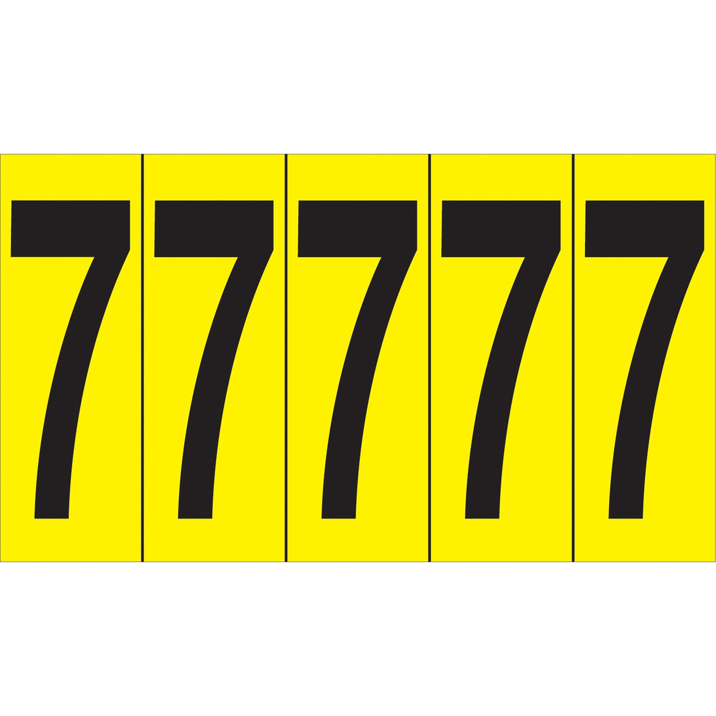 Accuform Signs Individual Adhesive Number Markers, 7, 3-7/8" H, Black on Yellow