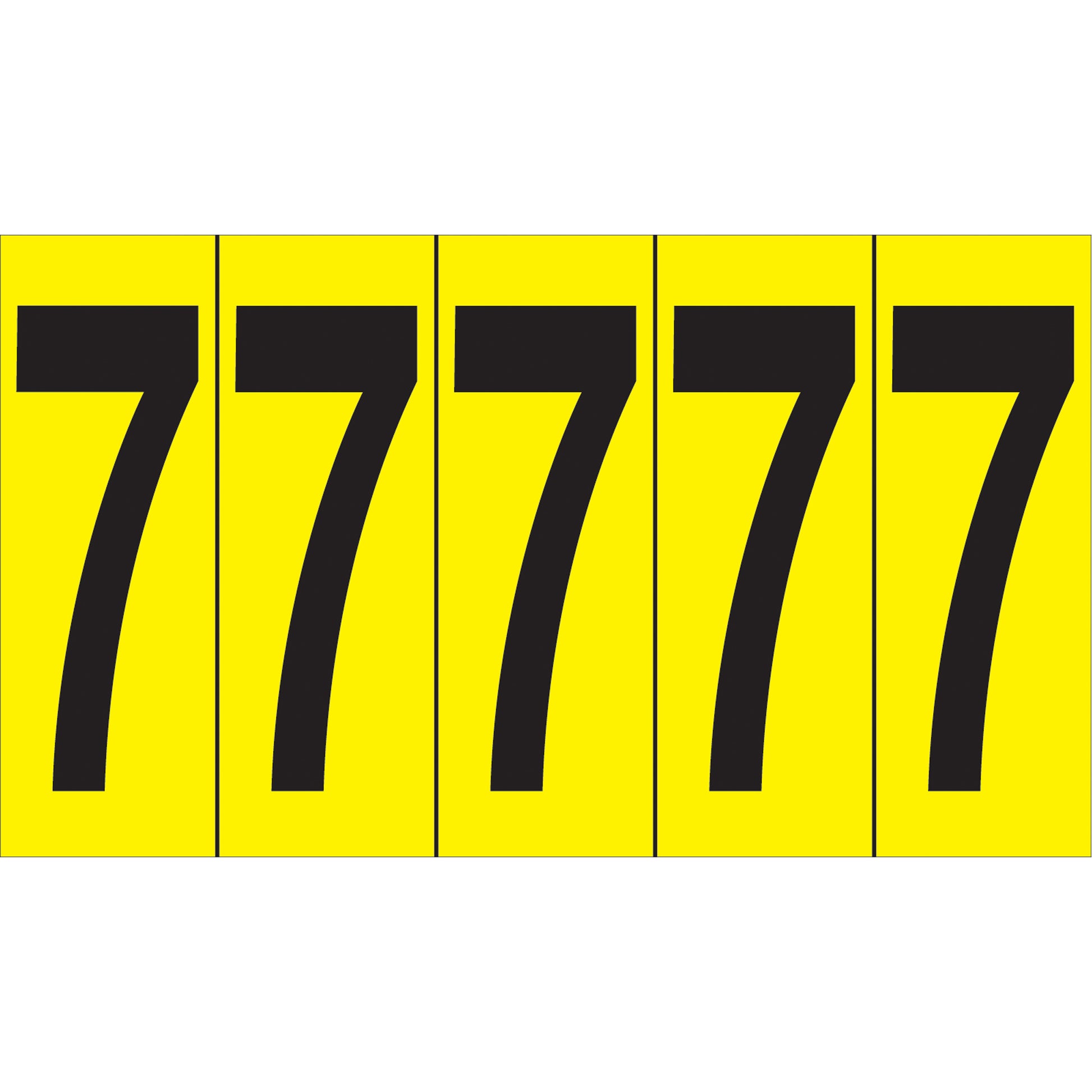 Accuform Signs Individual Adhesive Number Markers, 7, 3-7/8" H, Black on Yellow