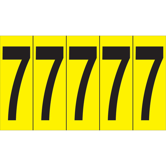 Accuform Signs Individual Adhesive Number Markers, 7, 3-7/8" H, Black on Yellow
