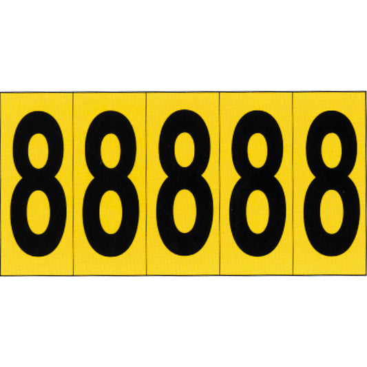 Accuform Signs Individual Adhesive Number Markers, 8, 3-7/8" H, Black on Yellow