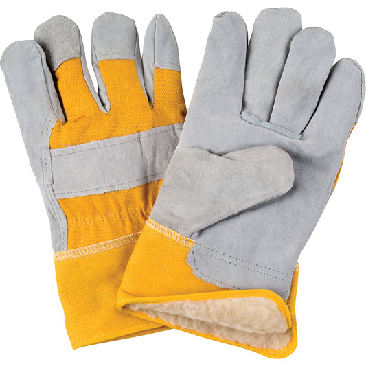 Zenith Safety Products Winter-Lined Fitters Gloves, 2X-Large, Split Cowhide Palm, Boa Inner Lining