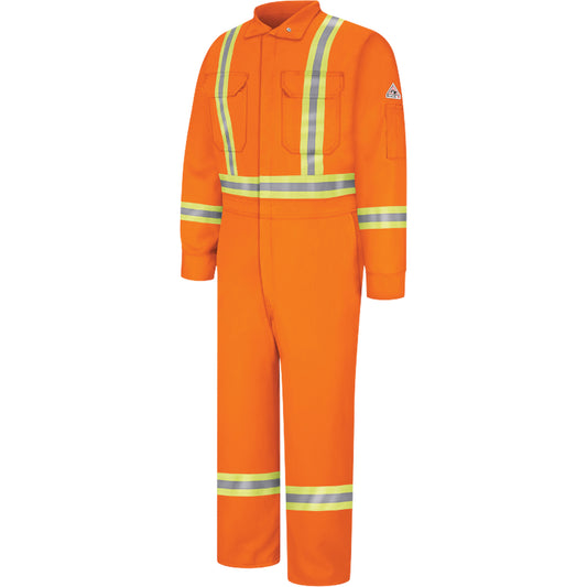 Bulwark Flame-Resistant Coveralls with Reflective Trim, Size 56, Orange, 12.2 cal/cm²