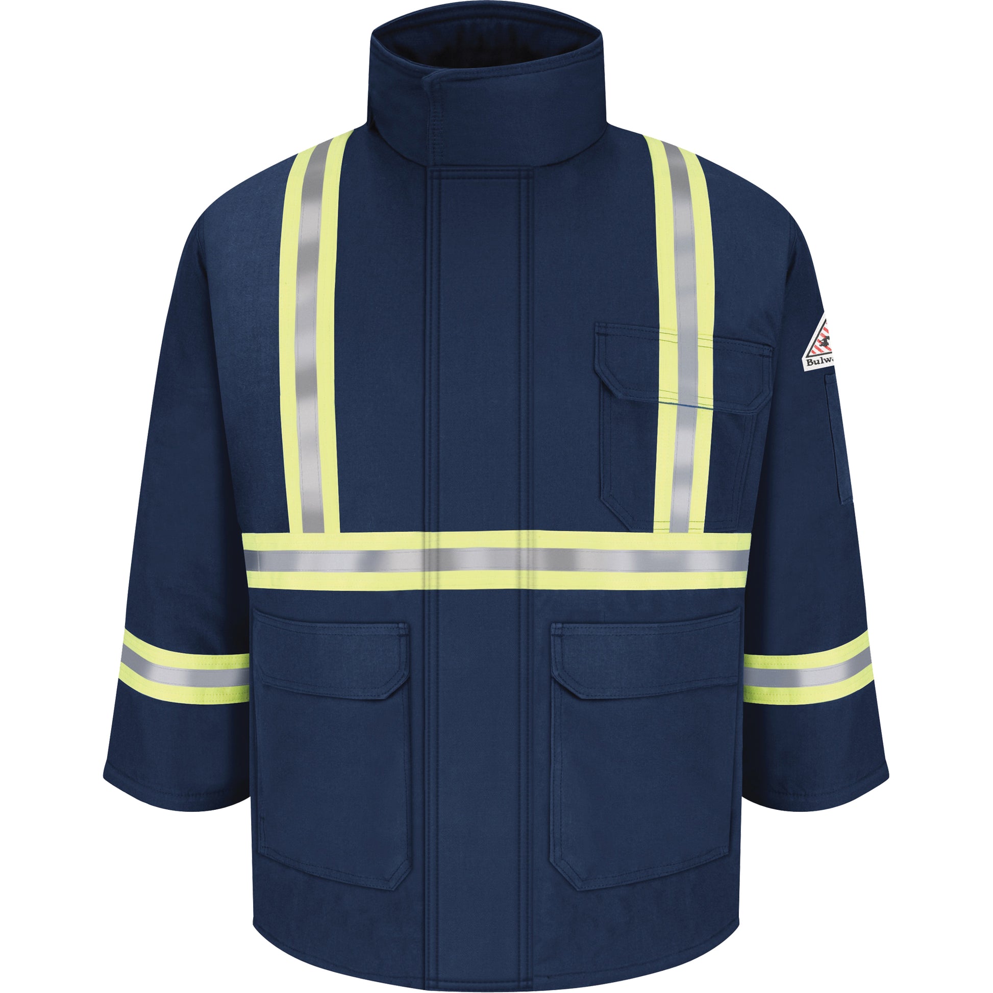 Bulwark Flame Resistant Parkas with Reflective Striping, Men's, Large, Navy Blue