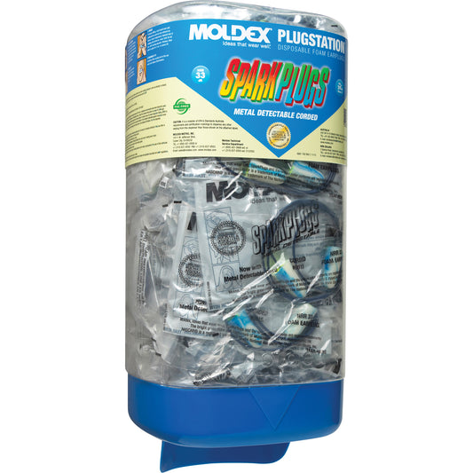 Moldex PlugStation® with Metal Detectable Corded SparkPlugs® Earplugs