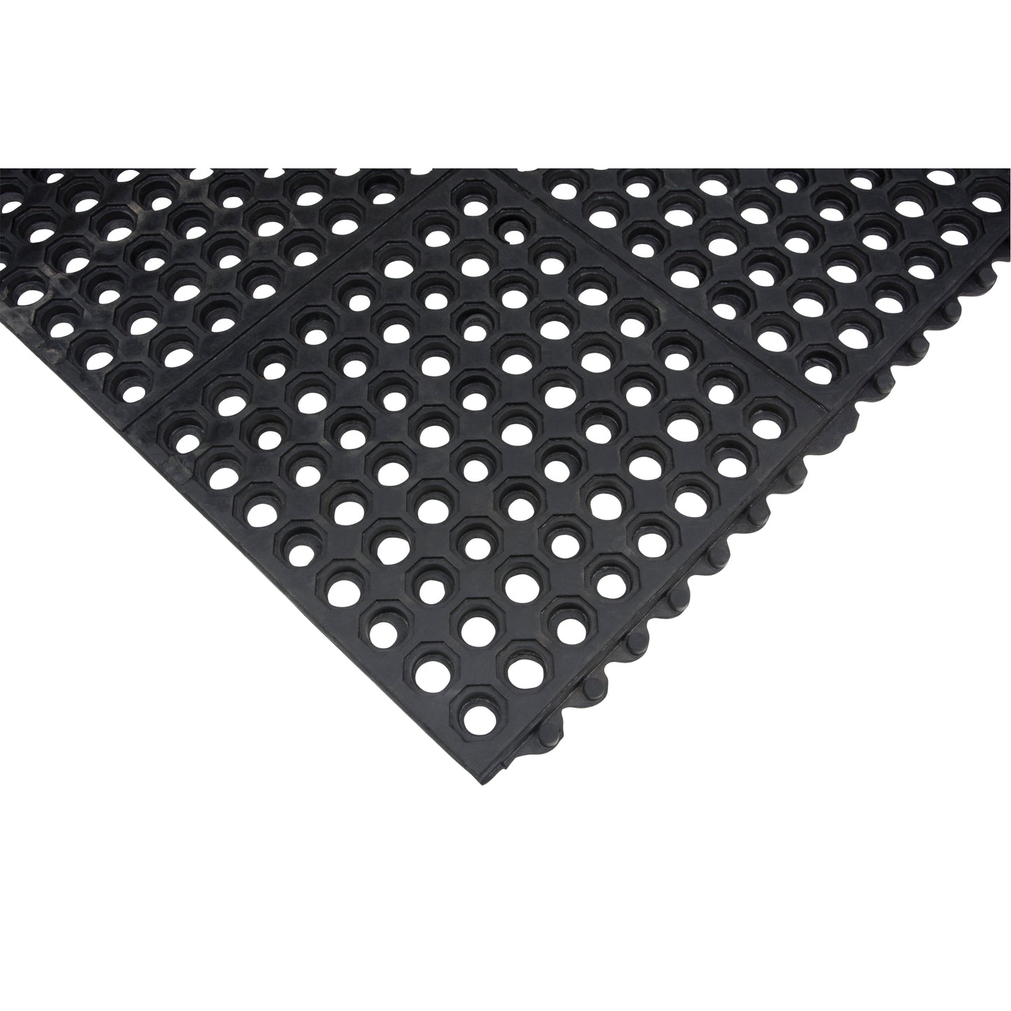 Zenith Safety Products Anti-Fatigue Link Matting, Honeycomb, 3' x 3' x 1/2", Black, Natural Rubber