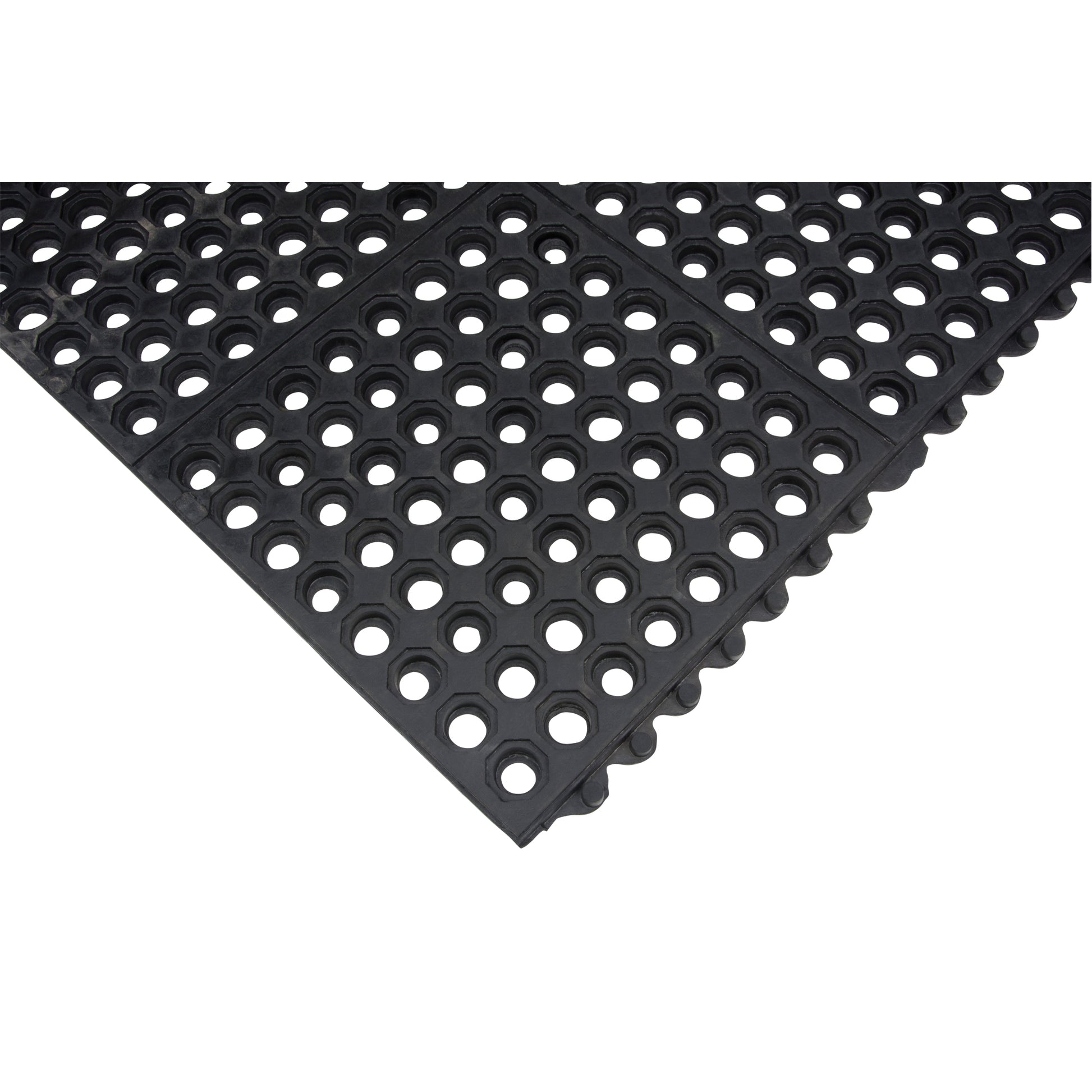Zenith Safety Products Anti-Fatigue Link Matting, Honeycomb, 3' x 3' x 1/2", Black, Natural Rubber
