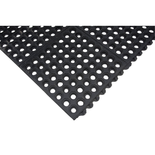 Zenith Safety Products Anti-Fatigue Link Matting, Honeycomb, 3' x 3' x 1/2", Black, Natural Rubber