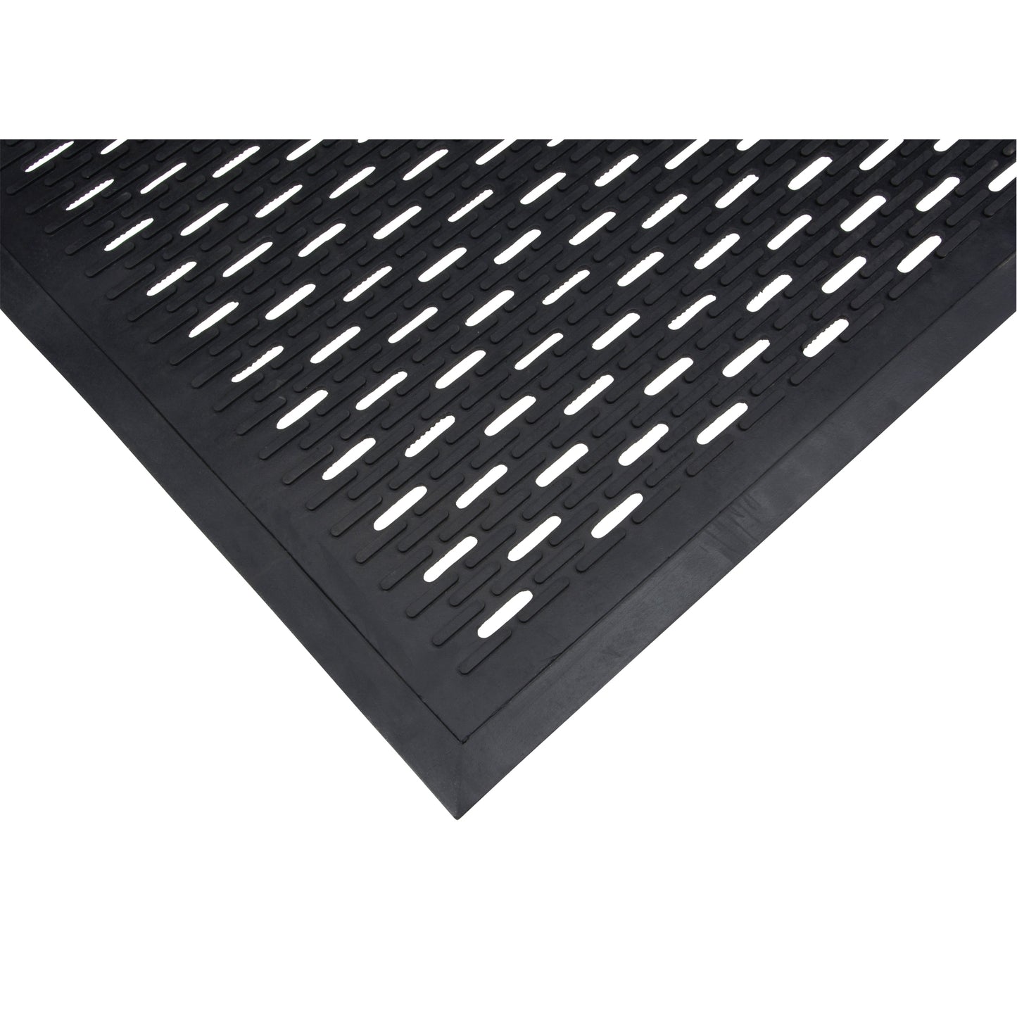 Zenith Safety Products Low-Profile Matting, Rubber, Scraper Type, Slotted Pattern, 3' x 5', Black