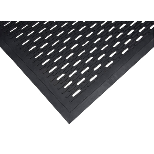Zenith Safety Products Low-Profile Matting, Rubber, Scraper Type, Slotted Pattern, 3' x 5', Black