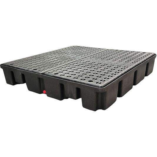 Black Diamond Nestable Spill Pallet With Drain, 66 US gal. Spill Capacity, 49" x 49" x 10.5"