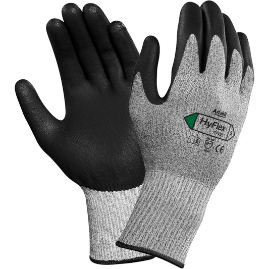 Ansell HyFlex® 11-435 Gloves, Size 6/X-Small, 13 Gauge, Polyurethane Coated, Nylon Shell, ANSI/ISEA 105 Level 3